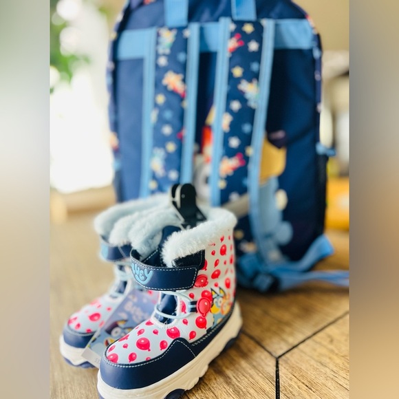 Bluey Rock Star 17" Backpack, & Toddler Kids Winter Boots with Faux Fur Trim 6 - Picture 7 of 9